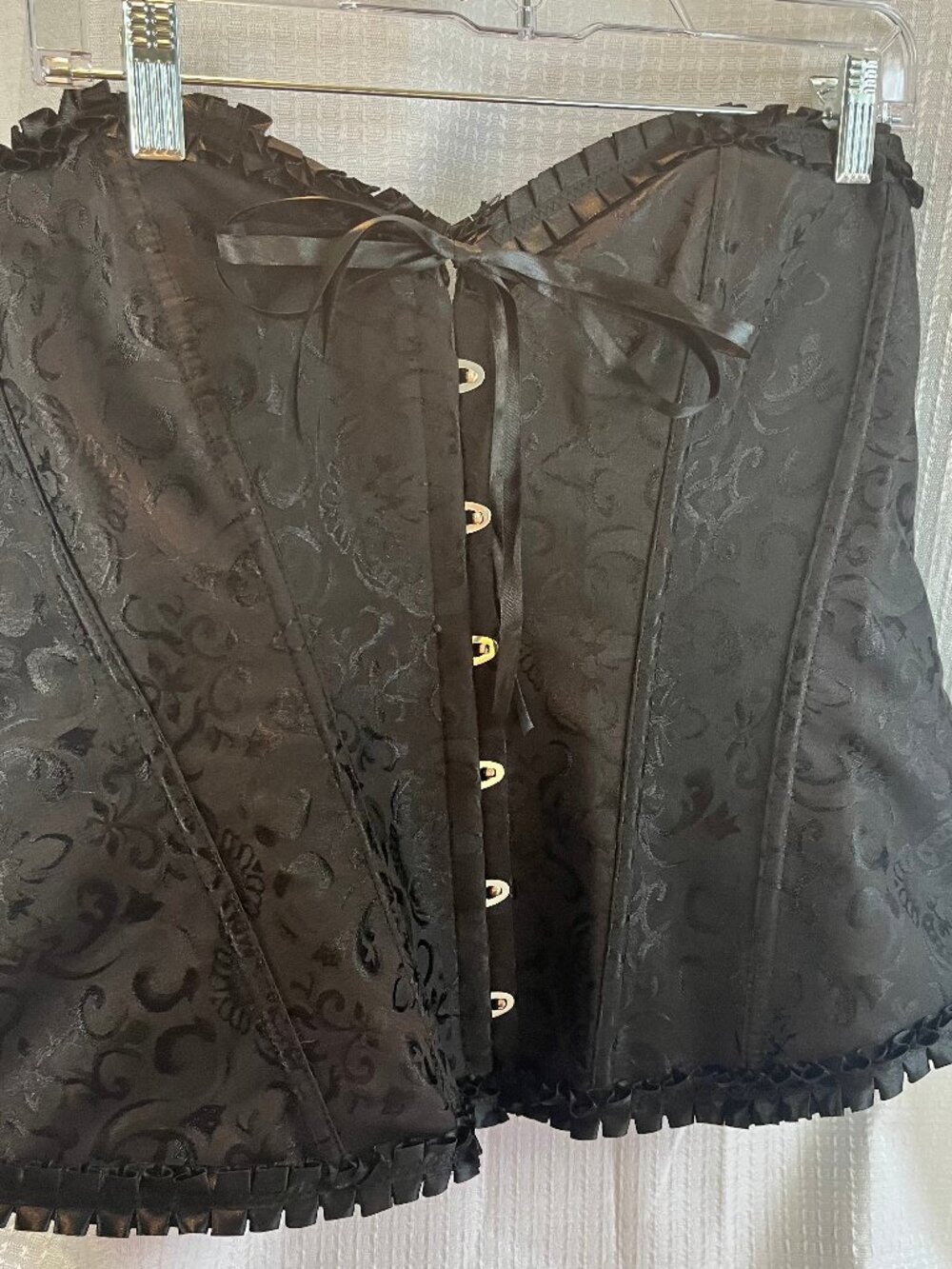 Black Brocade Strapless Overbust Corset size L